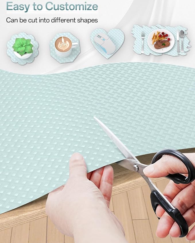 Shelf and Drawer Liner for Kitchen Cabinet, Non-Adhesive 12in x 120in Waterproof Contact Paper Refrigerator Liners Thickened Durable EVA Material Non Slip Mat for Dresser Cupboard Pantry Protector