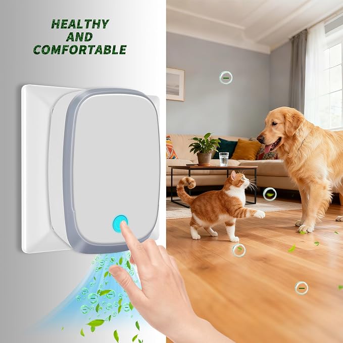 Cat Litter Deodorizer, 99% Odor Eliminator for Pet Odors, Plug In Negative Ion Air Purifier for Litter Box Box, Dog Bed, Home, Kitchen, Bathroom, Ozone-Free