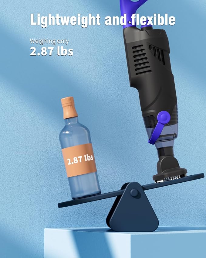 (2026 Upgrade) Little Shark Cordless Pool Vacuum, 60W Motor, 18 GPM Strong Suction, 5000mAh Battery, 60-Min Runtime, Compact Lightweight Handheld Pool Cleaner for Above Ground Pools & Hot Tubs