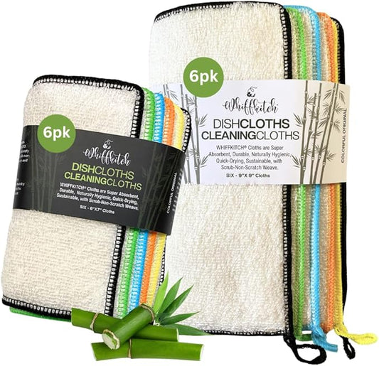 Whiffkitch DISHCLOTHS for Kitchen, Cleaning and Multi Surface Washcloth, 6"x7" and 9"x9" Bundled Set, Reusable, Washable, Scrub-Non-Scratch, Absorbent, Quick Drying, Household Essential