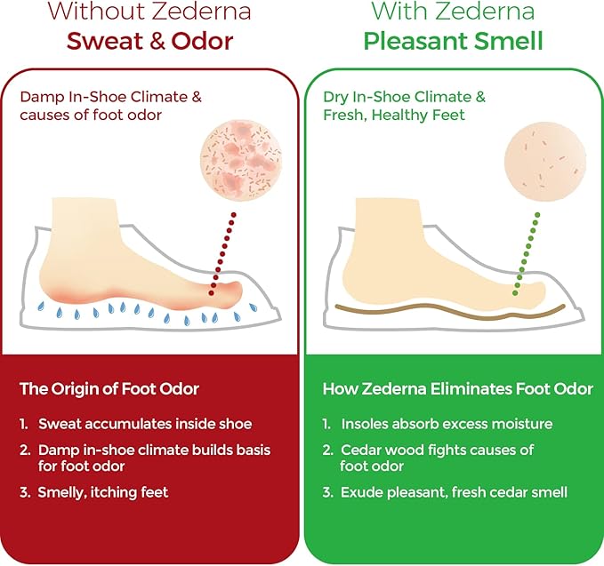 Zederna Cedar Wood Shoe Insoles 1 Pair, Cedar/RedUS M 3.5/ W 5/ EU 35