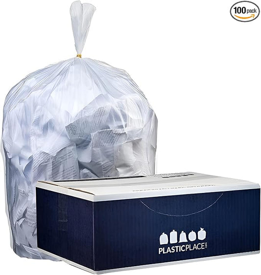 Plasticplace 4 Gallon Trash Bags │ 6 Microns │ Clear Garbage Can High Density Liners │ 17" x 18" (100 Count)
