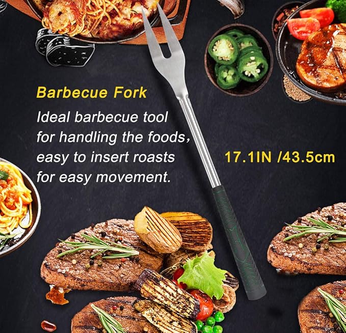 POLIGO 18" Safe Grill Brush and Scraper Bristle Free for All Grills Bundle with 7PCS Golf-Club Style Grill Accessories Set with Rubber Handle - Grilling Set Ideal Christmas Birthday Gifts for Men Dad