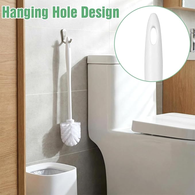 20 Pcs Toilet Bowl Brush, 14.2 Inch Heavy Duty Commercial Toilet Brush with Plastic Handle - White Bathroom Cleaning Scrubber Brushes Bulk