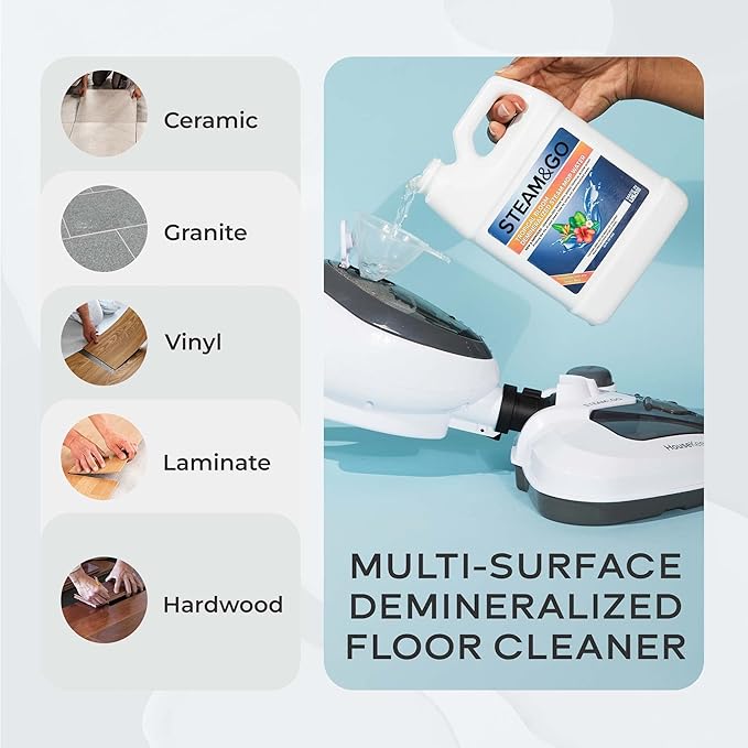 Steam and Go Demineralized Water Bundle - Multi-Surface Cleaning Solution for Steam Mop, Ready-to-Use Floor Cleaner, No PVC, Home & Office Use, Compatible w/Any Mop - Assorted Scents, 32oz, Pack of 4