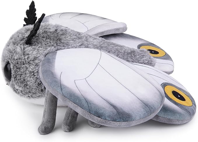 Cute Moth Plush Toy, White Moth Stuffed Animals 11in, Handmade Big Mothman Insect Plushie Model Toy, Unique Plush Gift Collection for Kids