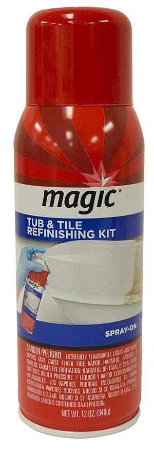 Magic Tub and Tile Refinishing Kit - Spray on Aerosol - Refinish Sinks Tile Porcelain Acrylic Fiberglass and Ceramic Surfaces, Bright White, 12 Ounce (Pack of 2)
