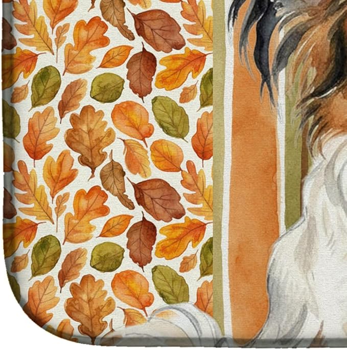 Caroline's Treasures White with Sable Papillon Heirloom Fall Dish Drying Mat Absorbent Dish Drying Mat Pad for Kitchen Counter Dish Drainer Mat for Countertop, 14 x 21", Multicolor