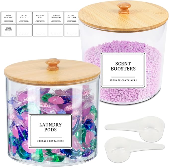 Liquid Laundry Detergent Dispenser Set, Laundry Room Organization Laundry Pods Container (2*Pods Containers)