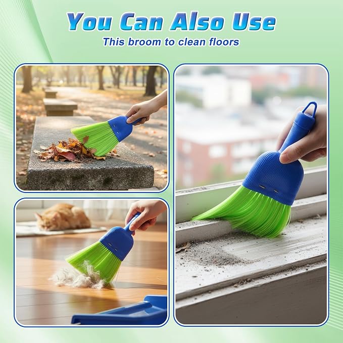 6 Pcs Soft Bristle Broom, Poly Fiber Whisk Broom with Hang Hole, Handheld Brush for Indoor Outdoor Cleaning, Car, Porch, Floor, Room & Deck, Dust Dirt Remover, Compact, Easy Storage