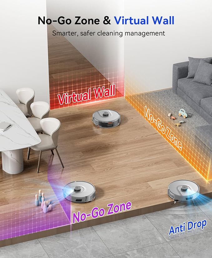 Robot Vacuum 20,000 Pa Robot Vacuum and Mop,90 Day Self Emptying Vacuum Robot,Lidar Navigation,5G/2.4GWiFi APP Aspirateur Robot,Self-Charging Robot Vacuums for Pet,Floor,Carpet Gray R11