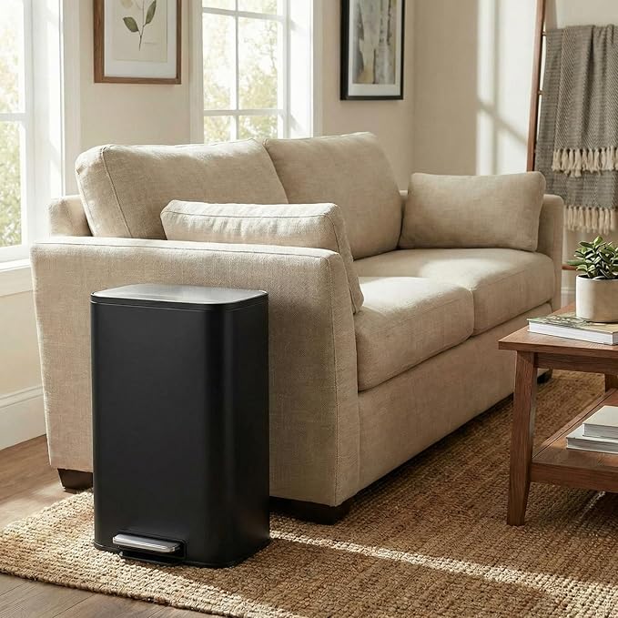 8 Gal/13.2 Gal Stainless Steel Kitchen Trash Can, Step Garbage Can with Soft-Close Lid & Removable Inner Bucket, Fingerprint-Proof Waste Bin with Wide Non-Slip Pedal for Home Office Bathroom