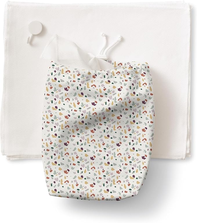 Esembly Paperless Towel Roll - Reusable Kitchen Towels 12-Pack Washable Cotton with Laundry Bag & Hook - Zero-Waste, Absorbent, Washable - Terrazzo