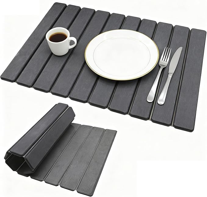 RAIN SPIRIT Large Stone Dish Drying Mat for Kitchen Counter, Diatomaceous Earth Quick Dry Stone Drying , Collapsible Dish Mat Dish Pads for Drying 24"×16" grey