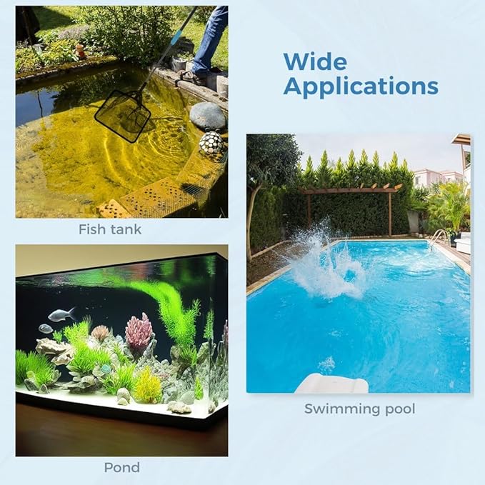 Leaf Skimmer For Pool And Pond, Extendable Pole With Fine Mesh Net, Large-Capacity Bag For Debris Collection