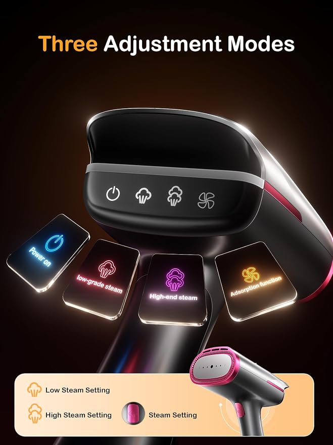DRFLASH Vacuum Steamer for Clothes,2-in-1 Suction Handheld Steamer,270 Tank | 6000Pa Powerful Suction, 3 Modes with LED Display, Fabric Wrinkle Remover, Portable for Travel and Home, 110-120V