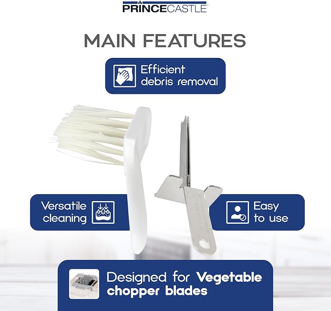 Prince Castle Saber King Cleaning Kit - White Brush - Parts Cleaning Brush for Vegetable Chopper Blade and Kitchen Chopper for Dicing Vegetables and More