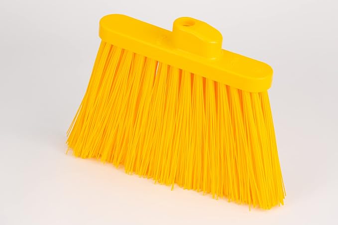 SPARTA 41083EC04 Plastic Color Coded Broom, Unflagged Bristles, Long Broom With Angled Head For Small Debris Cleaning, 56 Inches, Yellow