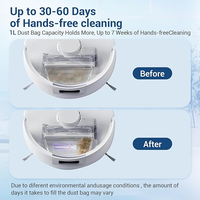 6-Pack Freo Pro Replacement Dust Bags Compatible with for Narwal Freo Pro, Freo X Ultra, Freo X Plus, 1L Capacity Dust Disposable HEPA Filter Vacuum Dust Bags