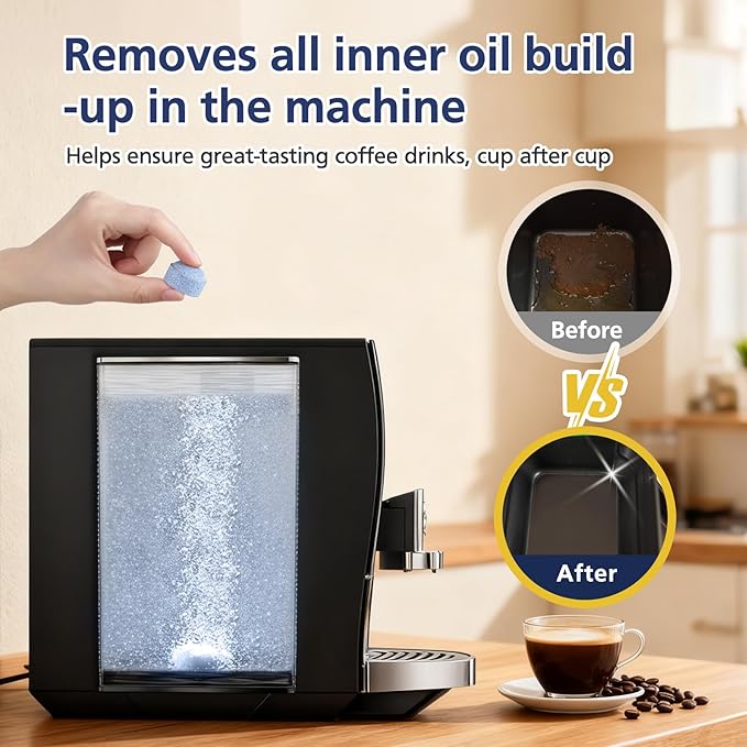 Cleaning Tablets for Jura, 24-Count Cleaning Tablets Compatible with all Jura Automatic Coffee Centers, Removes Coffee Oil Residues, Keeps Brew Unit Clean & Fresh Replaces Part # 64308