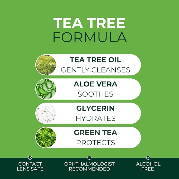NOVEHA 360PCs Tea Tree Oil Eyelid & Lash Wipes With Hyaluronic Acid, Green Tea & Chamomile For Blepharitis & Itchy Eyes, Individually Wrapped Eyelash Wipes Natural Makeup Remover & Daily Cleanser