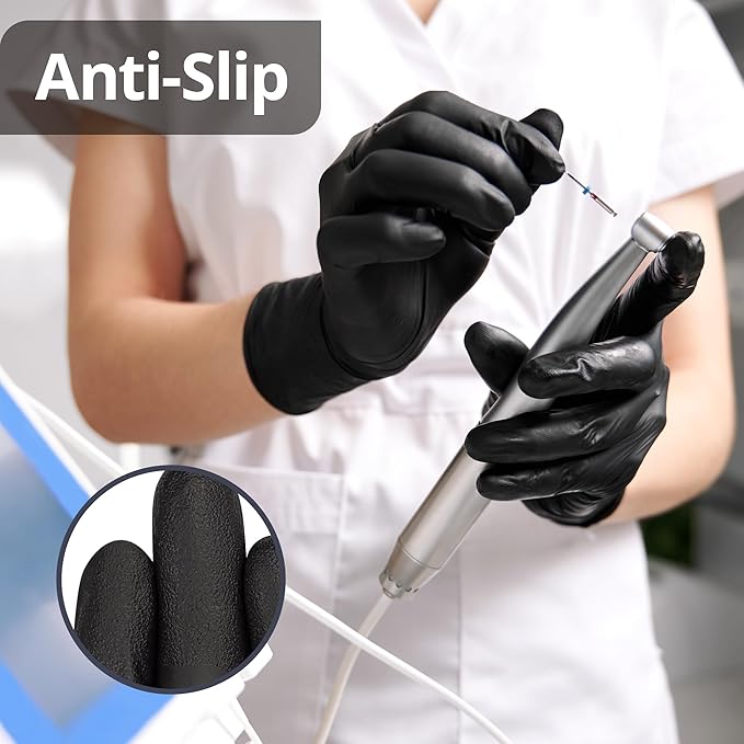 SwiftGrip Disposable Nitrile Exam Gloves, Black Nitrile Gloves Disposable Latex Free for Medical, Cooking & Esthetician