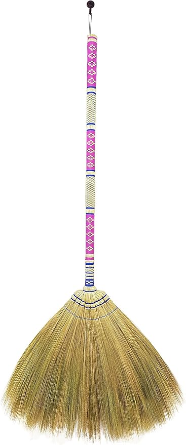 40 inch Tall of Asian Broom for Cleaning Tile Floor,Soft bristles,Long Handle Hand Grip The Reed Tree with Grass, Design for Sweeper Garbage Dust,Vintage Broom,Durable Indoor & Outdoor