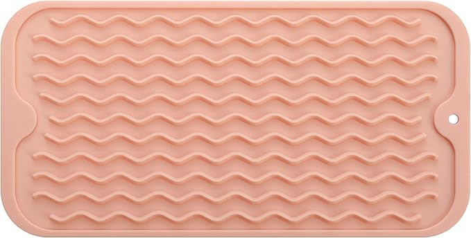 MicoYang Silicone Dish Drying Mat for Multiple Usage,Easy clean,Eco-friendly,Heat-resistant Silicone Mat for Kitchen Counter or Sink,Refrigerator or Drawer Liner Pink S 12 inches x 6 inches