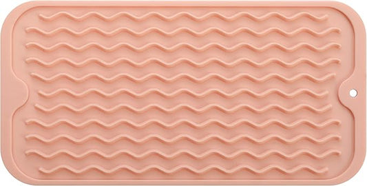 MicoYang Silicone Dish Drying Mat for Multiple Usage,Easy clean,Eco-friendly,Heat-resistant Silicone Mat for Kitchen Counter or Sink,Refrigerator or Drawer Liner Pink S 12 inches x 6 inches