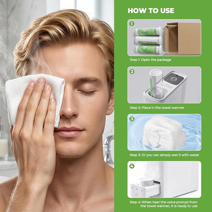 60 Pcs Compressed Face Towel Refills (3 Tubes) - 100% Viscose Fiber, Disposable Plant-Based Pucks for Hot Towel Dispenser and Smart Face Heater Machine, Daily Skincare Bathroom Spa