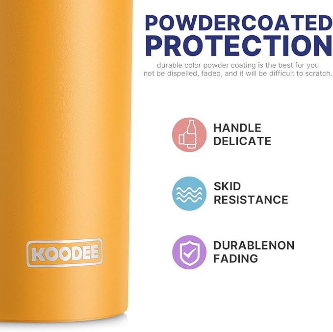 koodee Tumbler with Lid and Straw-20 oz Stainless Steel Vacuum Insulated Coffee Traver Mug, Beach Cup Tumbler(Mango Yellow)