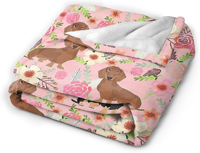 Tijuboni Dachshund Throw Blanket Dog Gifts for Girls Boys Women Men Kids Adults Soft Flannel Fleece Blanket for Couch Sofa Bed Home Decor 40"x50"