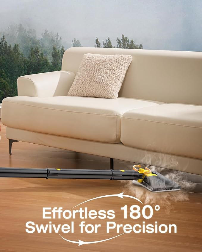 10-in-1 Steam Mop with Detachable Handheld Steamer, 350ml Tank, 10s Heat-Up, 248°F Steam Cleaner, 2-Level Control and Swivel Head for Floors, Carpets, Tiles, BBQ grill Multi-Surface Dark Grey