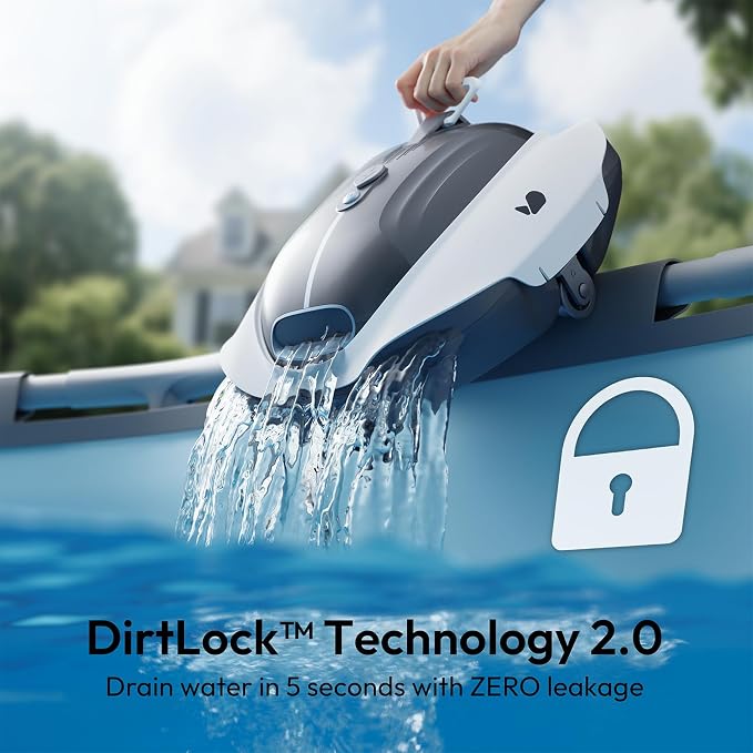 Bubot 300P Above Ground Pool Vcuum, Cordless Robotic Pool Cleaner with Powerful Suction, DirtLock Tech 2.0, Smart Sensor, Double Filtering, Fast Charging, Up to 850 Sq.Ft, Light Grey
