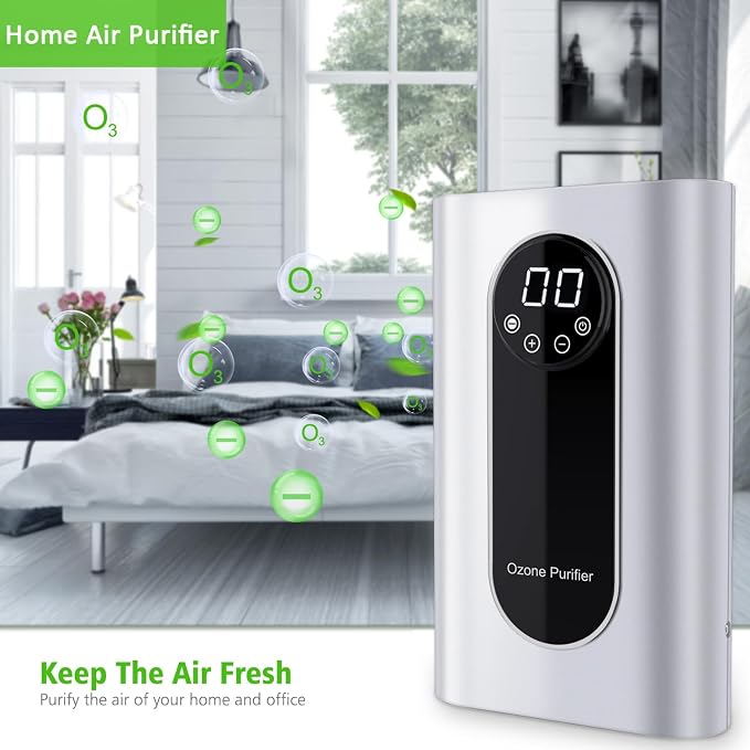 Portable Ozone Machine Generator,1000mg/h Multipurpose Ozone Machine for Air,Water,Food,Home,Office,Hunting (Silver)