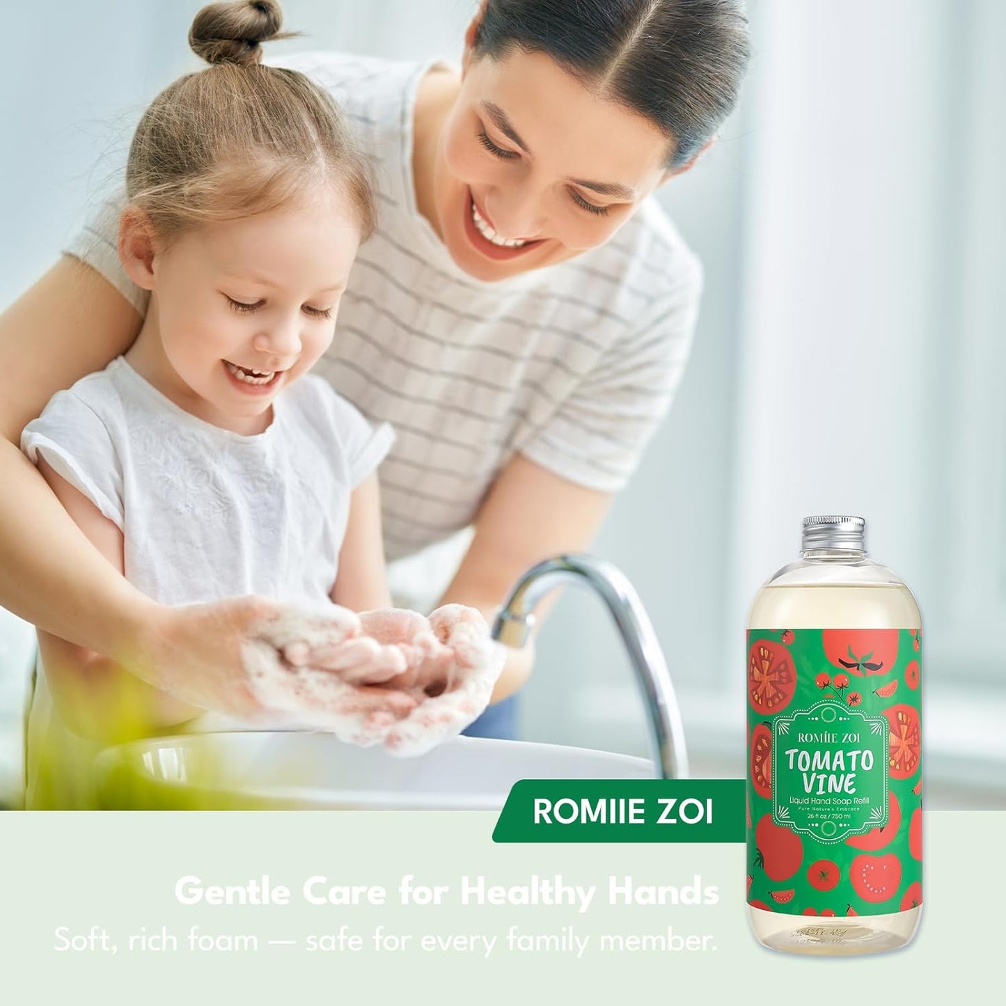 ROMIIE ZOI Liquid Hand Soap Refill, Tomato Vine, Gentle & Moisturizing Formula, 750 ML/ 26 FL OZ