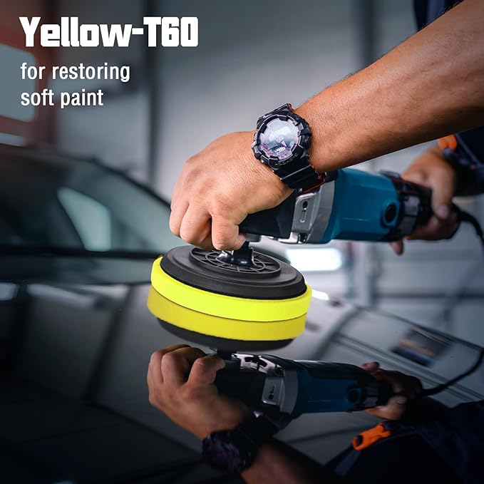 5.5IN Buffing Pads, Polishing Pad 3 Pcs 5.5 INCH Yellow Medium Cut Pad, High-Density Foam Buffing Pads for Car Boat Buffer Compounding, Polishing and Waxing