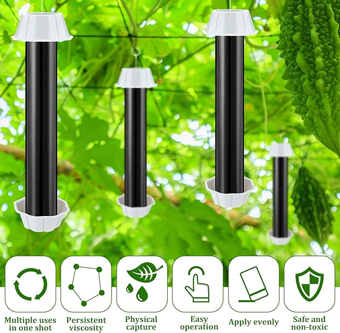 Qualirey Fly Traps for Indoor Outdoor Hanging Fruit Fly Stick Trap Sticky Mosquito for Home Insect 10 x 2.5 Inches(Black,12 Pcs)