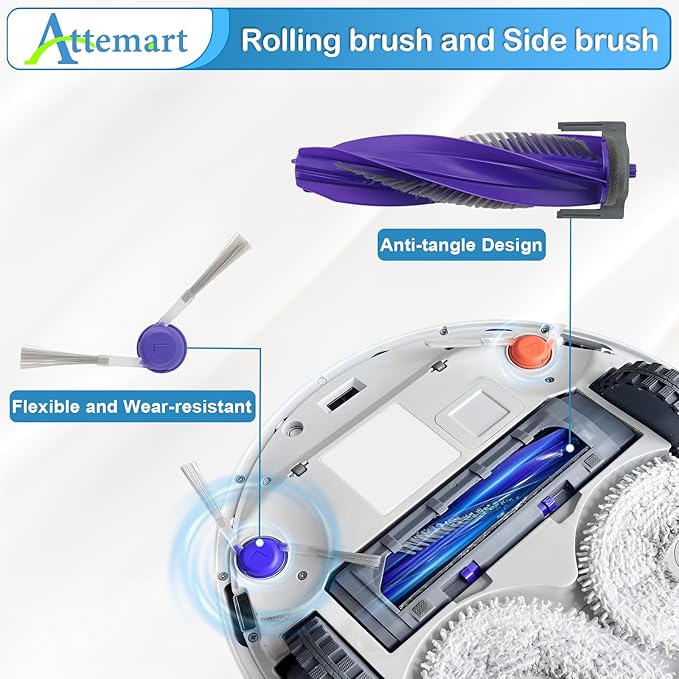 31 Pcs Accessories Kit for Narwal Freo Z10 Ultra/Z10 Robot Vacuum Cleaner Replacement Parts, 2 Main Brush, 6 Hepa Filter, 6 Dust Bags, 8 Mop Pads, 8 Side Brushes,1 Cleaning Brush
