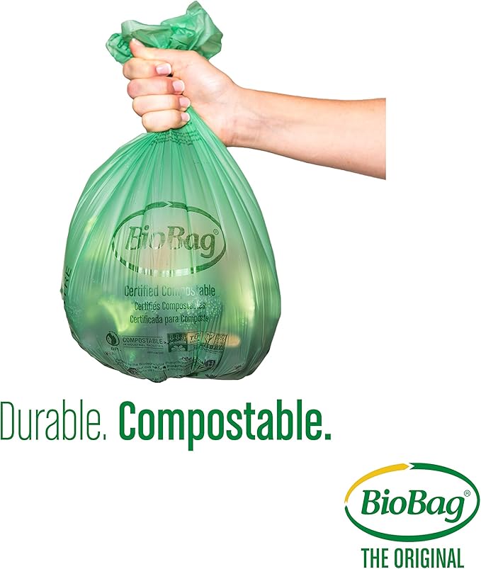 BioBag (USA), The Original Compostable Bag, 3 Gallon, 300 Total Count (12 Boxes of 25 Count), 100% Certified Compostable Kitchen Food Scrap Bags, Kitchen Compost Bin Compatible
