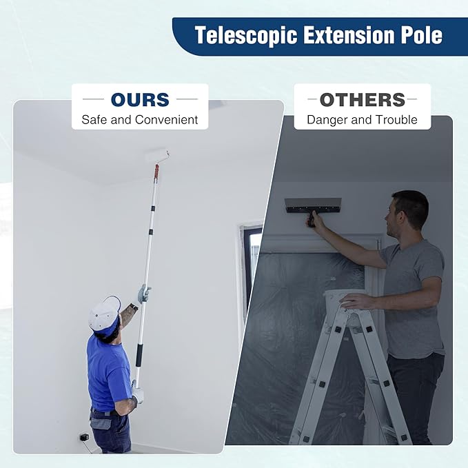 Lineslife Telescoping Pole, 4-12 FT Paint Roller Extension Pole, Multi-Purpose Sturdy Aluminum Alloy with Twist-Lock Design for Windows, Painting, Dusting and Cleaning