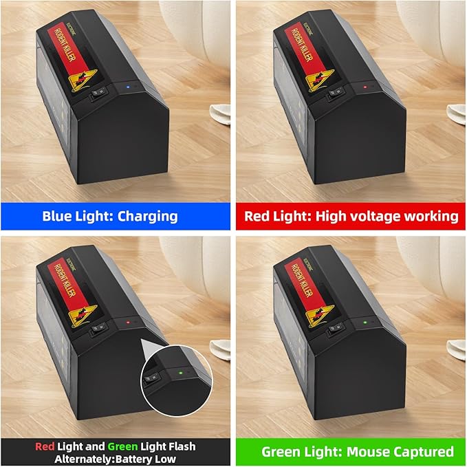 2 Pack Electric Mouse Trap Zapper,Electronic Rat Traps Indoor for Home with Anti-Escape Door,Rechargeable & Reusable Electric Rat Traps Outdoor Rodent Zapper Mice Killer for Kitchen Garage,Fast Kill