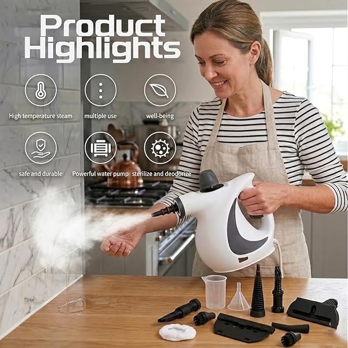 Steam Cleaner, Vaporesso Pro Steam Cleaner, Portable Steam Cleaner with 12PCS Accessories, Multi-purpose Steamer for Home Use, Cleaning Floor, Kitchen