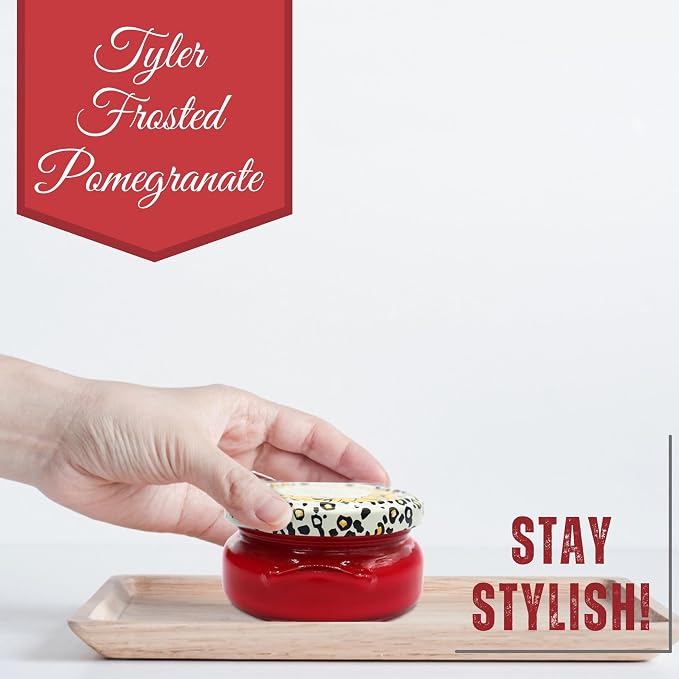 Worldwide Nutrition Bundle Tyler Candle Company Frosted Pomegranate Scent Candles - Luxuriously Scented Candle with Essential Oils - 3.4 oz Large Candle and Multi-Purpose Key Chain