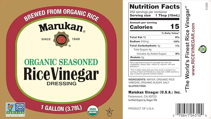 Marukan Organic Seasoned Rice Vinegar, 1 Gallon (Pack of 1)