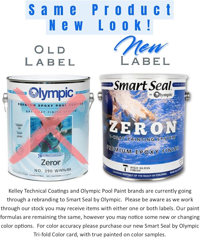 Olympic Pool Paint - Zeron - Blue Ice - 1 Gallon - two-part epoxy swimming pool paint - one-coat for plaster, fiberglass, steel and aluminum pools.