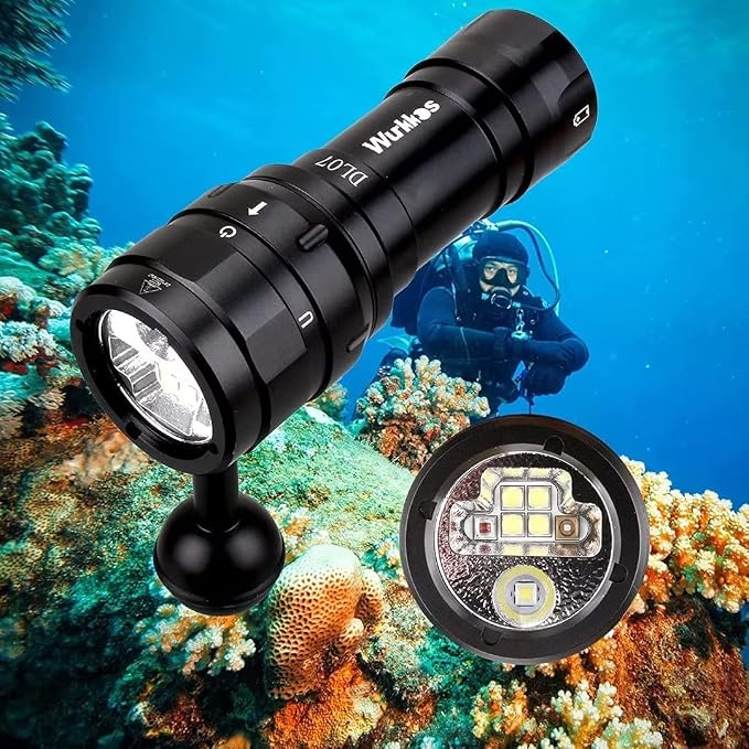 Wurkkos DL07 Dive Light 3000Lumen Underwater Video Light, White Red Violet Tri-Color, 135-Degree Wide Beam Scuba Flashlight for Dive Photography Fill Light and Fluorescent Night Diving