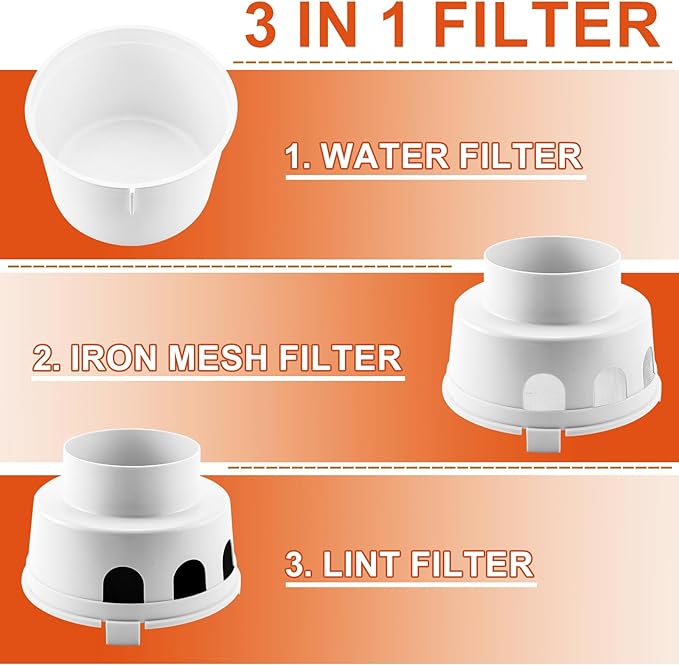 [UPGRADED]Cenipar TDIDVKZW Indoor Dryer Vent Kit Filter 3 In 1 Filter Bucket with 4 Inch 5 Feet Proflex Ducting Hose for Electric Dryers,White