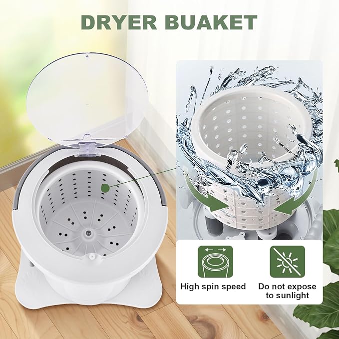 Manual Clothes Dryer Portable Mini Dryer Compact Spinner Non Electric Laundry Washing Machine for RV, Camping, School, Apartment, Dorm