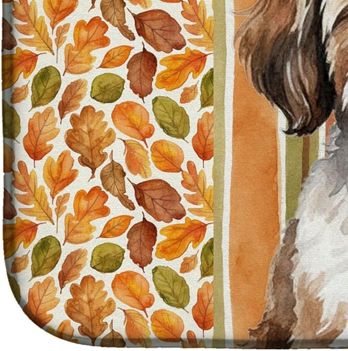 Caroline's Treasures Parti-color Havanese Heirloom Fall Dish Drying Mat Absorbent Dish Drying Mat Pad for Kitchen Counter Dish Drainer Mat for Countertop, 14 x 21", Multicolor